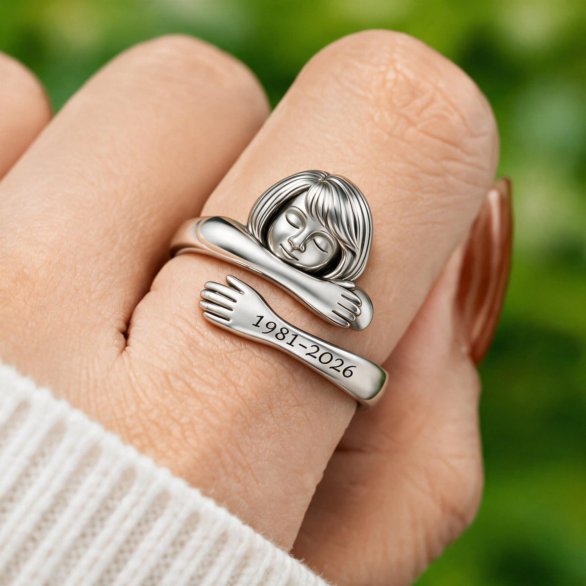 Personalized Middle-Aged Black Woman Adjustable Memorial Ring Mom Wife Gift