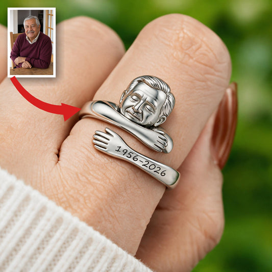 Personalized Older Latino Man Grandpa Memorial Adjustable Ring