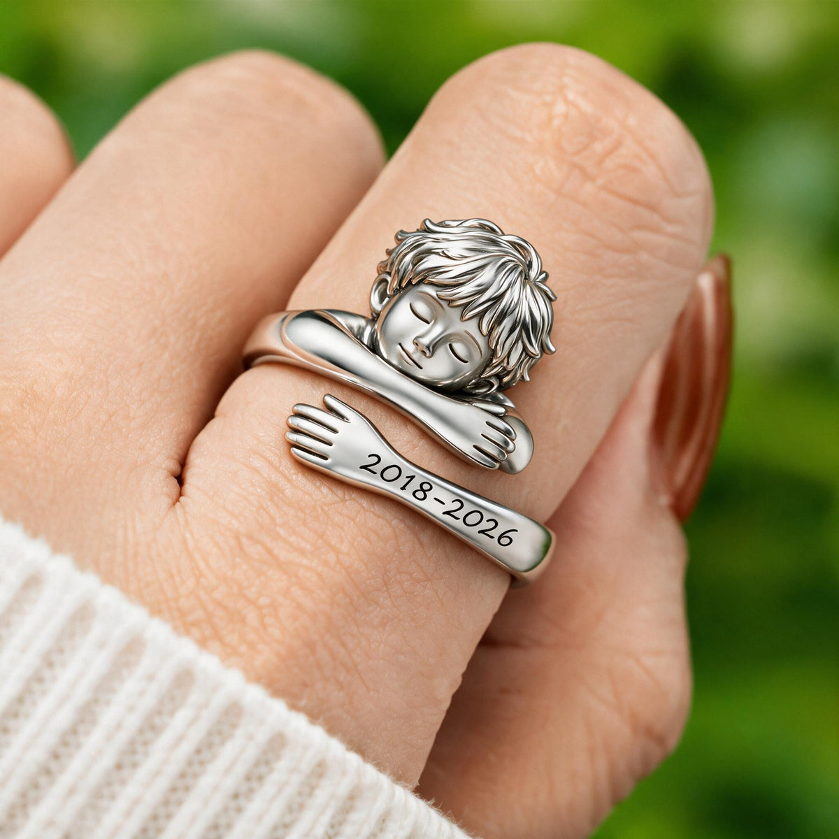 Personalized Little Boy Memorial Adjustable Hug Ring