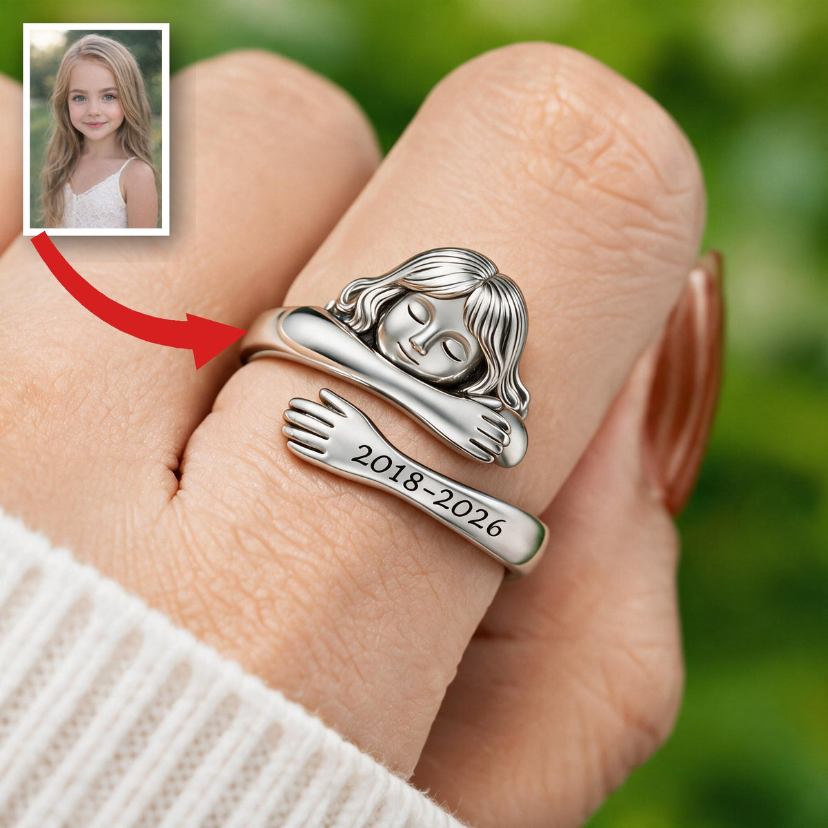 Personalized Little Girl Memorial Adjustable Hug Ring