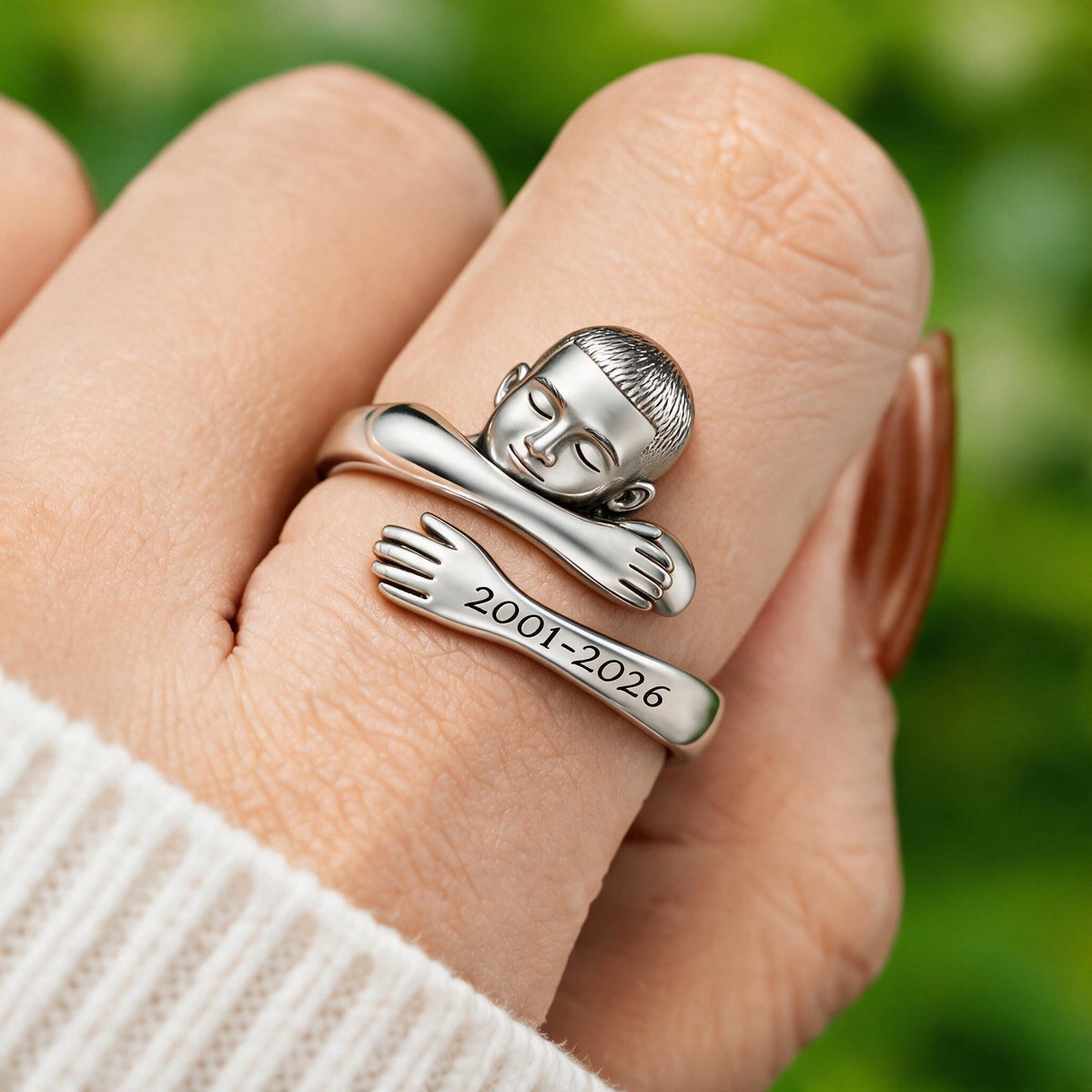 Personalized Black Man Memorial Adjustable Hug Ring