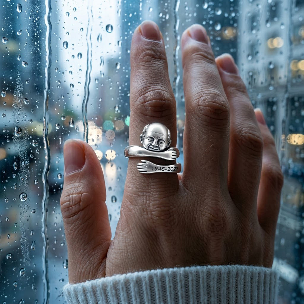 Personalized Woman Hug Memorial Adjustable Ring
