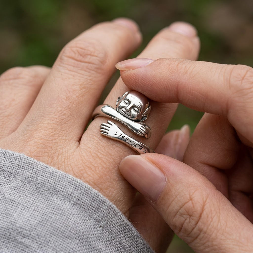 Personalized Older Latina Woman Grandma Memorial Adjustable Hug Ring