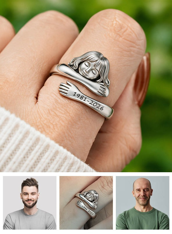 Personalized Middle-Aged Latina Woman Memorial Hug Ring, Mom Wife Keepsake