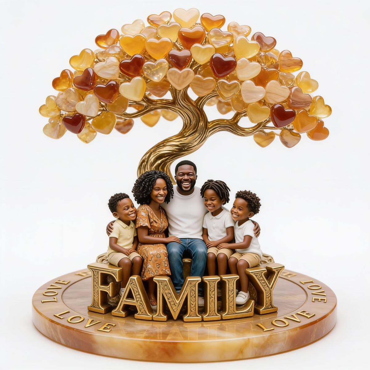 Personalized Black Family of Five Custom Shaped Acrylic Plaque Keepsake Gift