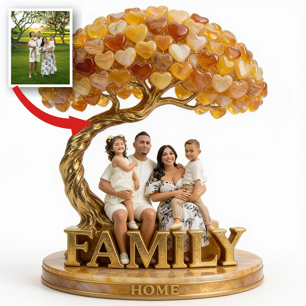 Personalized Latino Family of Four Custom Shaped Acrylic Plaque Home Decor Gift