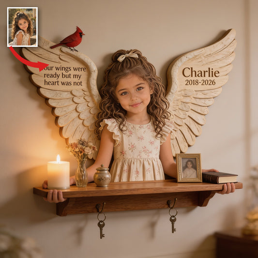 Personalized Latina Little Girl Memorial Wooden Floating Shelf