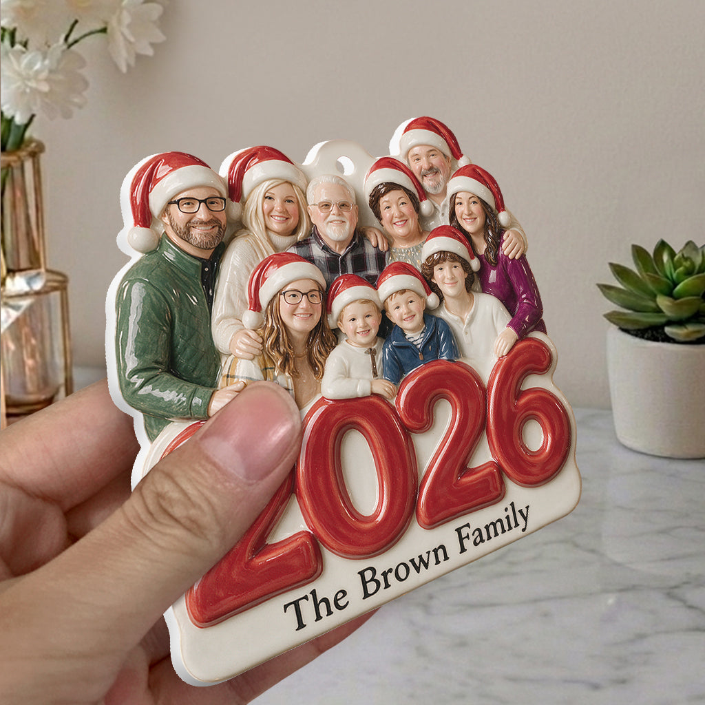 Custom Photo 2026 Christmas Single Mom Family 3D Resin Ornament
