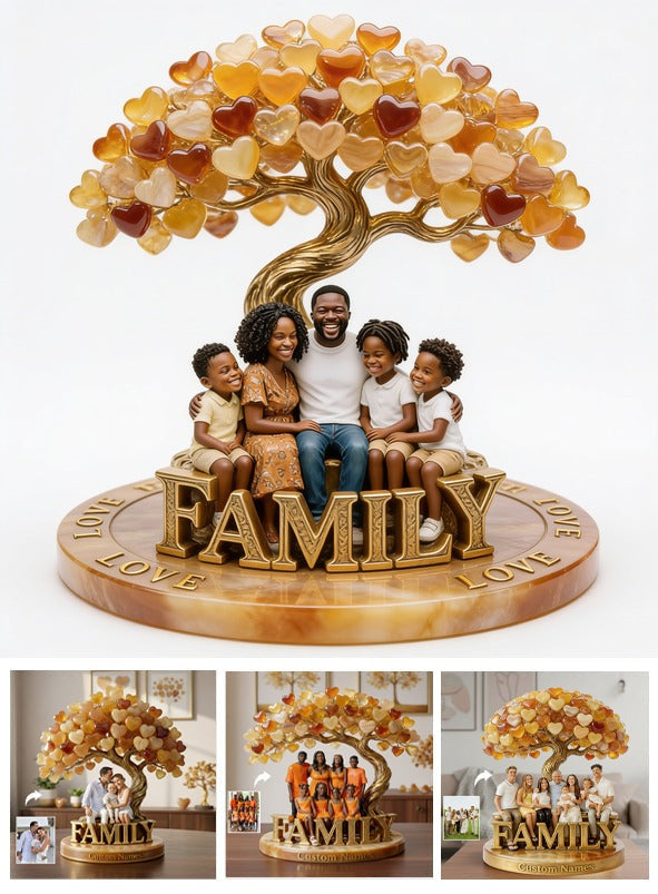 Personalized Black Family of Five Custom Shaped Acrylic Plaque Keepsake Gift