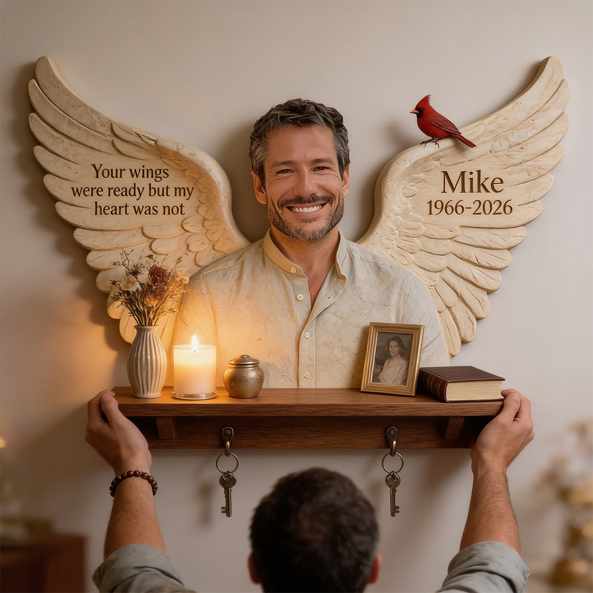 Personalized Woman Memorial Wooden Floating Shelf Wall Decor
