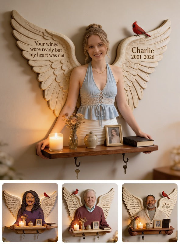 Personalized Woman Memorial Wooden Floating Shelf Wall Decor