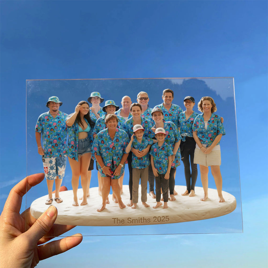 Personalized Black Family of Five Custom Shaped Acrylic Plaque Home Decor Gift
