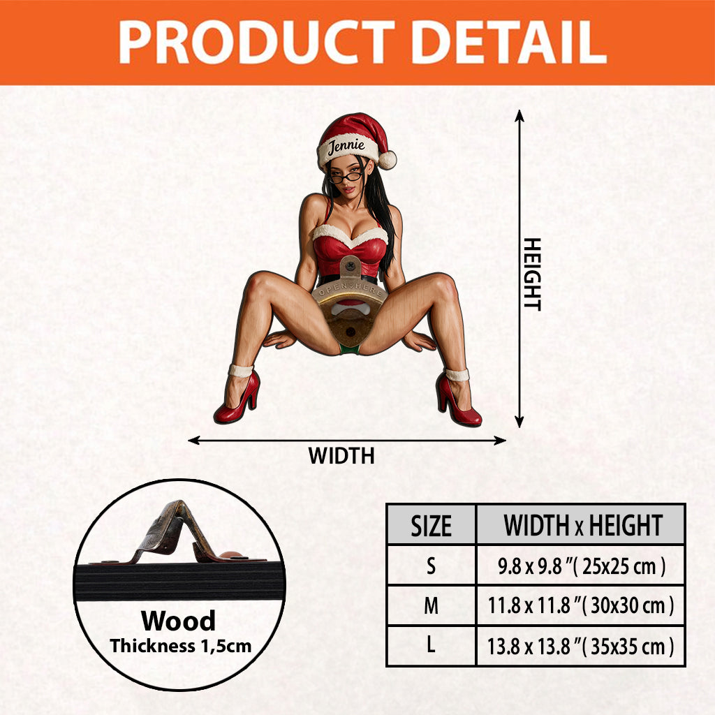Personalized Christmas Middle-Aged Woman Wall Bottle Opener Beer Lover Gift