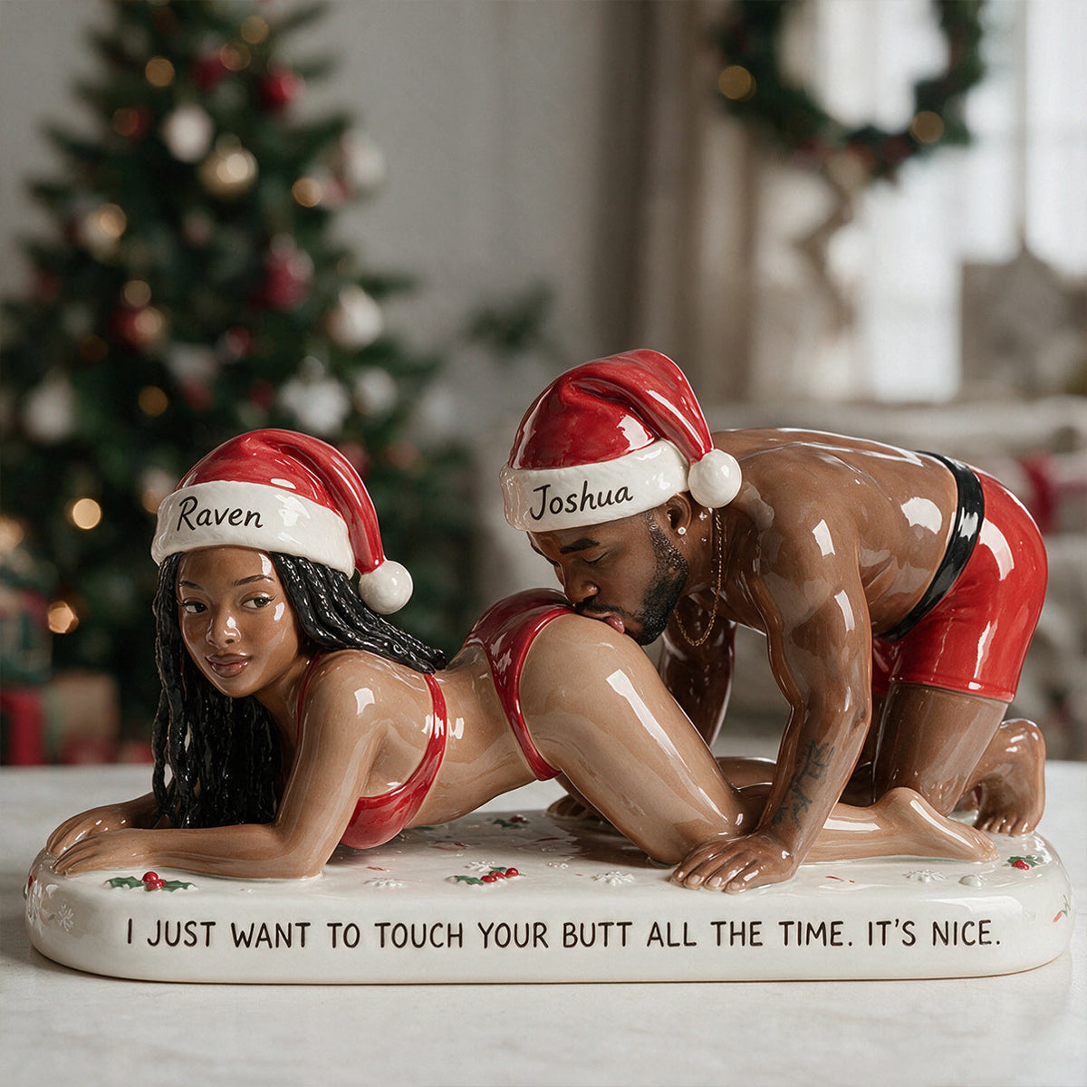 Custom Photo Christmas Funny Husband Wife Couple 3D Plaque Fun Couple Gift