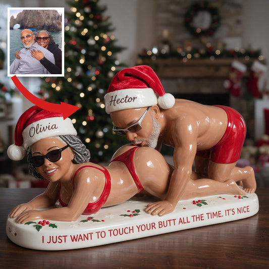 Custom Photo Christmas Middle-Aged Black Couple Funny 3D Plaque Spicy Couple Gift