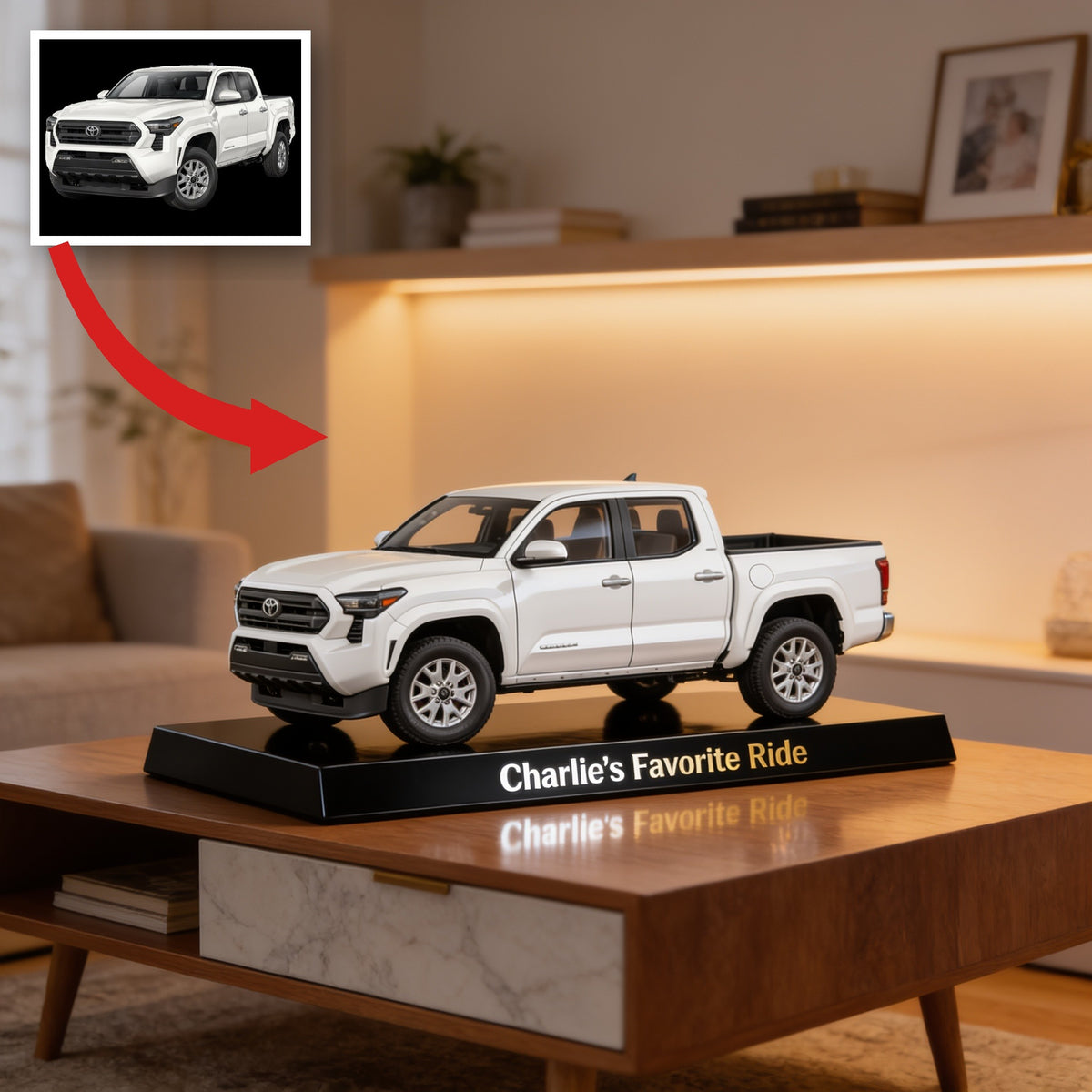 Personalized White Toyota Tacoma Pickup Truck Custom Shaped Acrylic Plaque Car Lover Gift