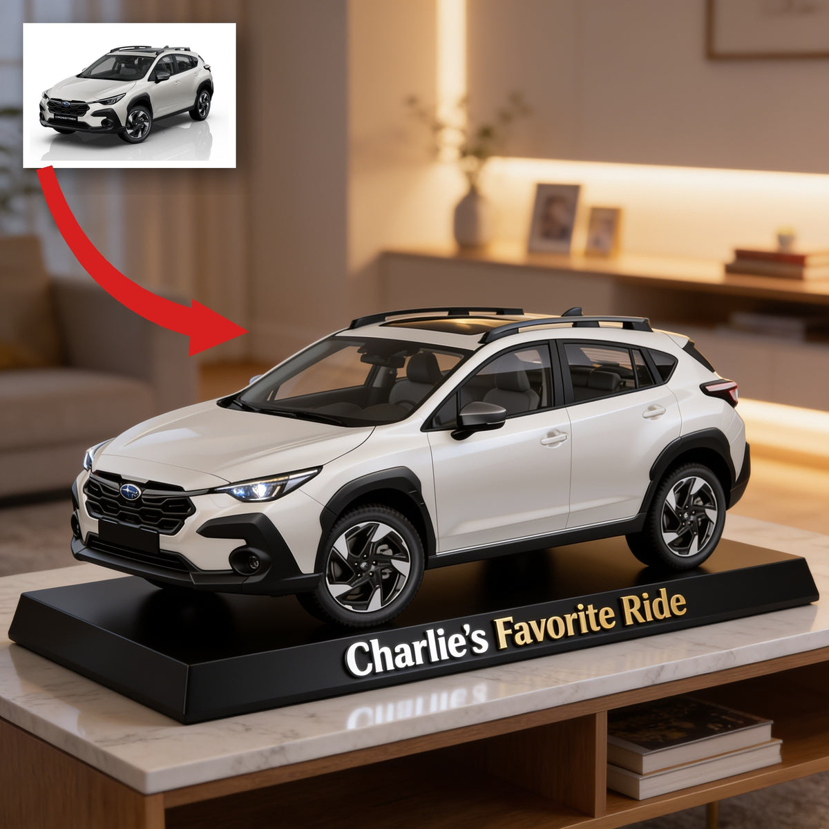 Personalized Pearl White Subaru Crosstrek Custom Shaped Acrylic Plaque Car Lover Gift