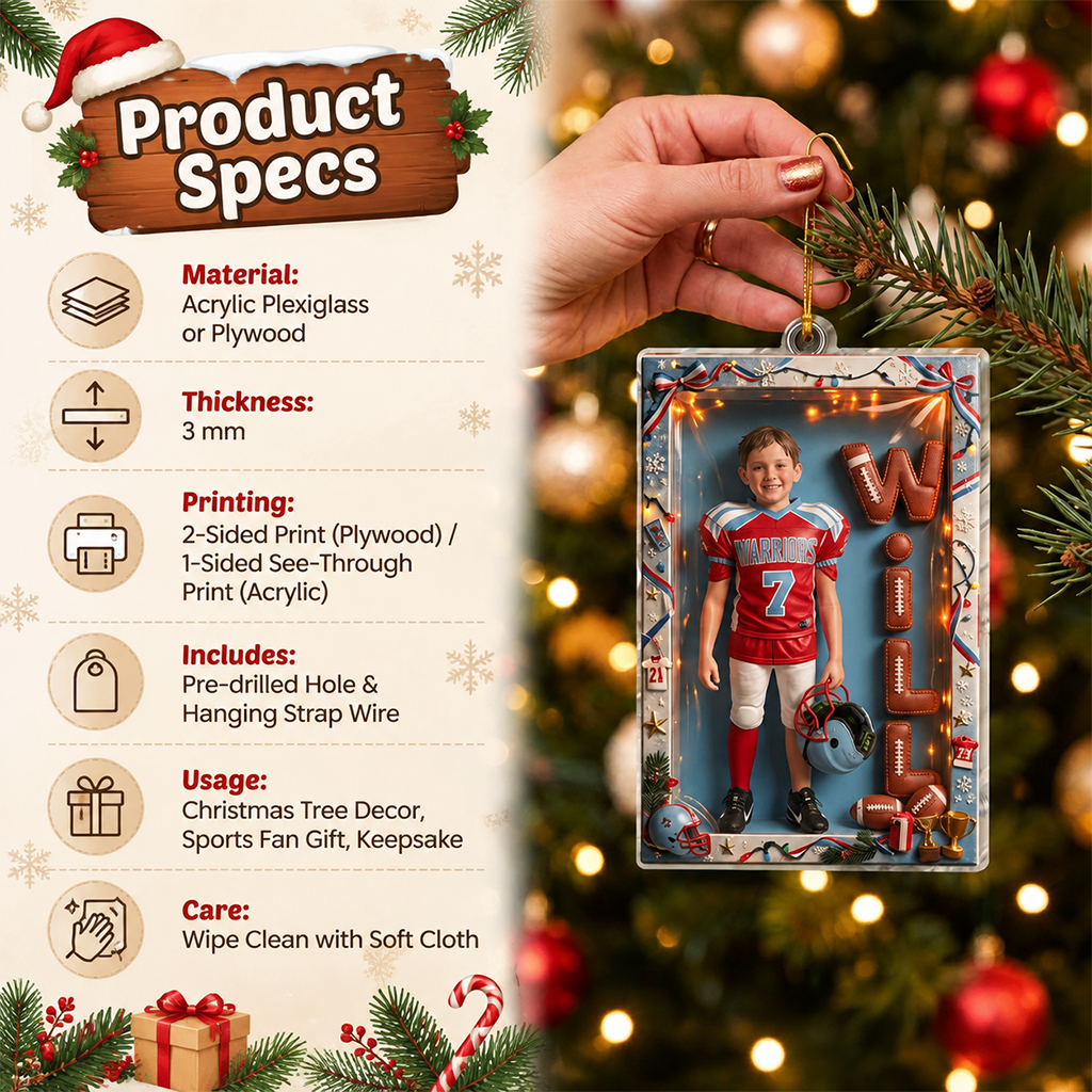 Personalized Christmas American Football Player Ornament Football Fan Gift