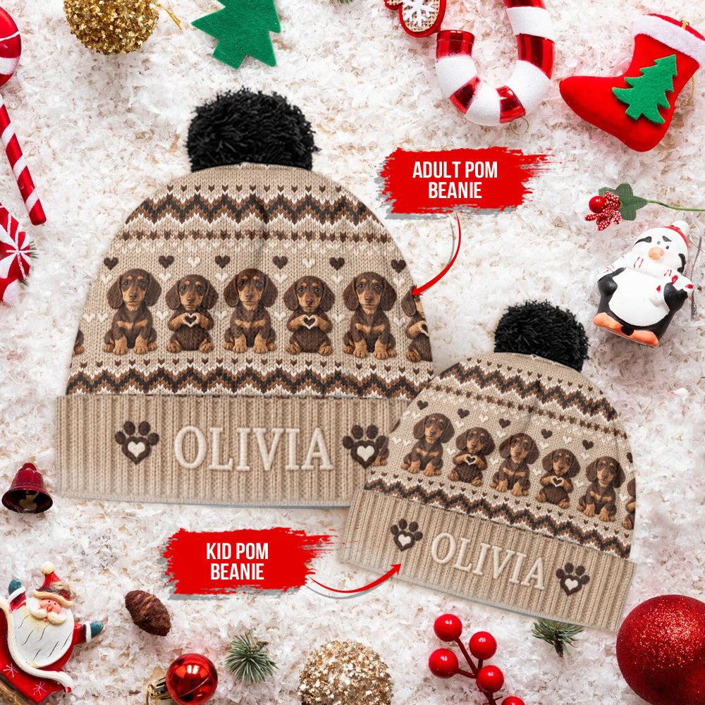 Personalized Fawn White Chihuahua Puppy Beanie Hat Dog Lover Gift