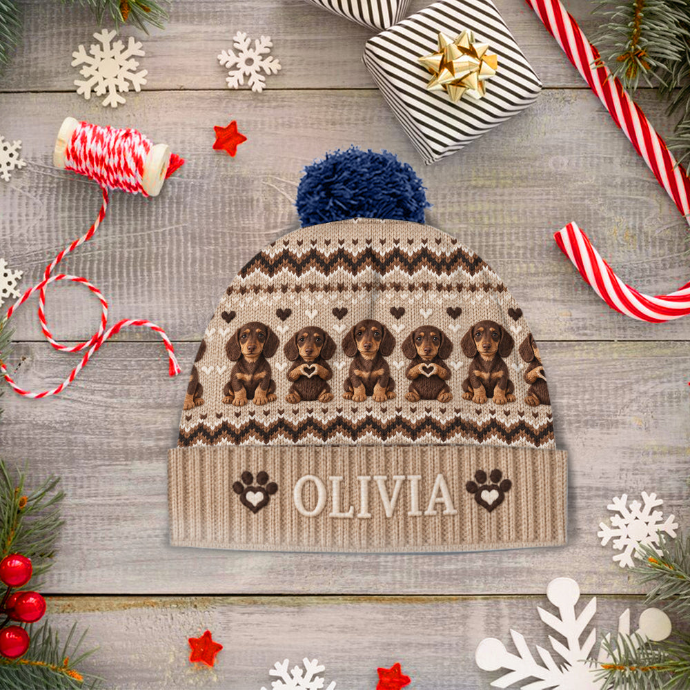 Personalized Adult Golden Retriever Knit Beanie Hat Dog Lover Gift