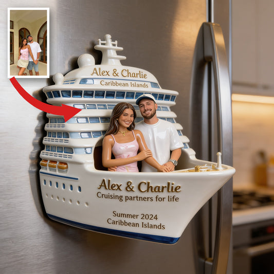 Personalized Latino Couple Cruise Fridge Magnet Travel Keepsake Gift