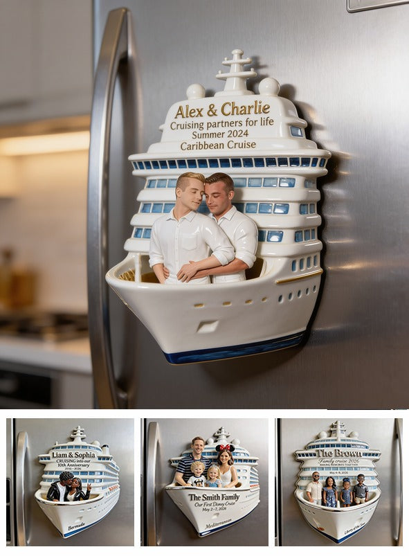 Personalized Gay Couple Cruise Fridge Magnet LGBT Travel Memory Gift