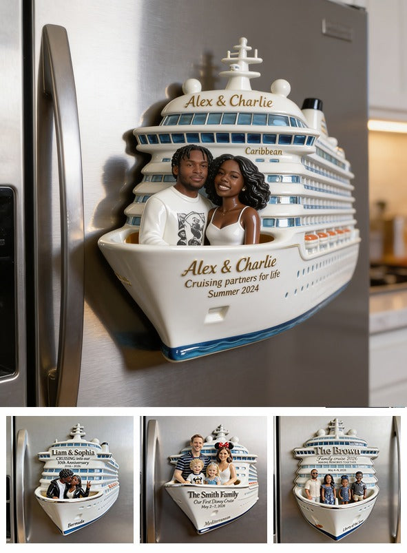 Personalized Black Couple Cruise Memory Fridge Magnet Keepsake Gift