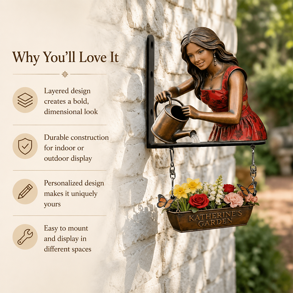 Custom Photo Older Woman Gardening Wooden Wall Mount Sign, Grandma Garden Decor Gift
