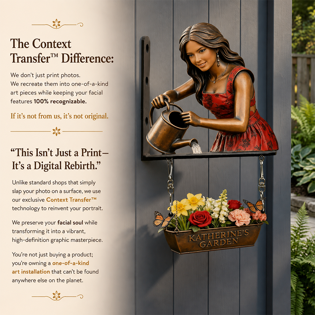 Custom Photo Middle-Aged Black Woman Gardening Wooden Wall Mount Garden Sign Gift