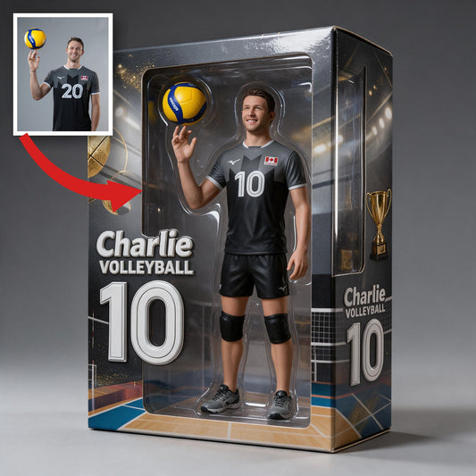 Personalized Latino Man Volleyball Player Acrylic Display Box Sports Keepsake