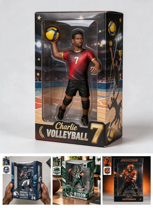 Personalized Black Man Volleyball Player 3D Acrylic Display Case Keepsake