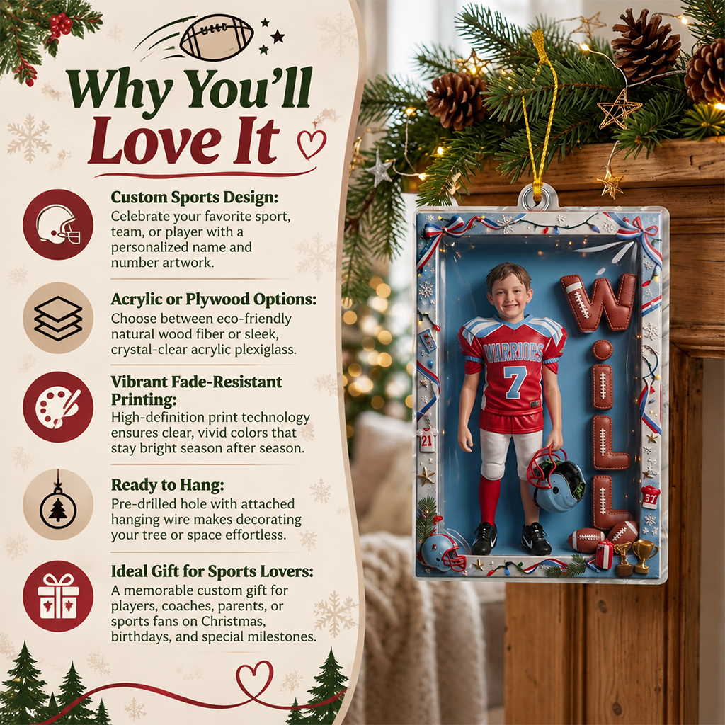 Personalized Christmas Male Youth Volleyball Player Ornament Gift