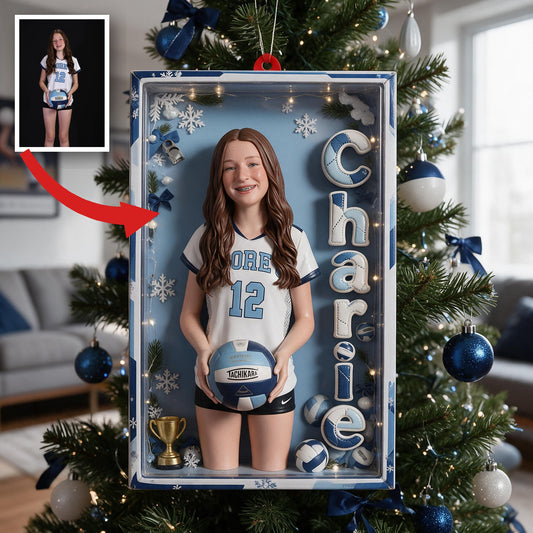 Personalized Female Youth Volleyball Player Christmas Ornament