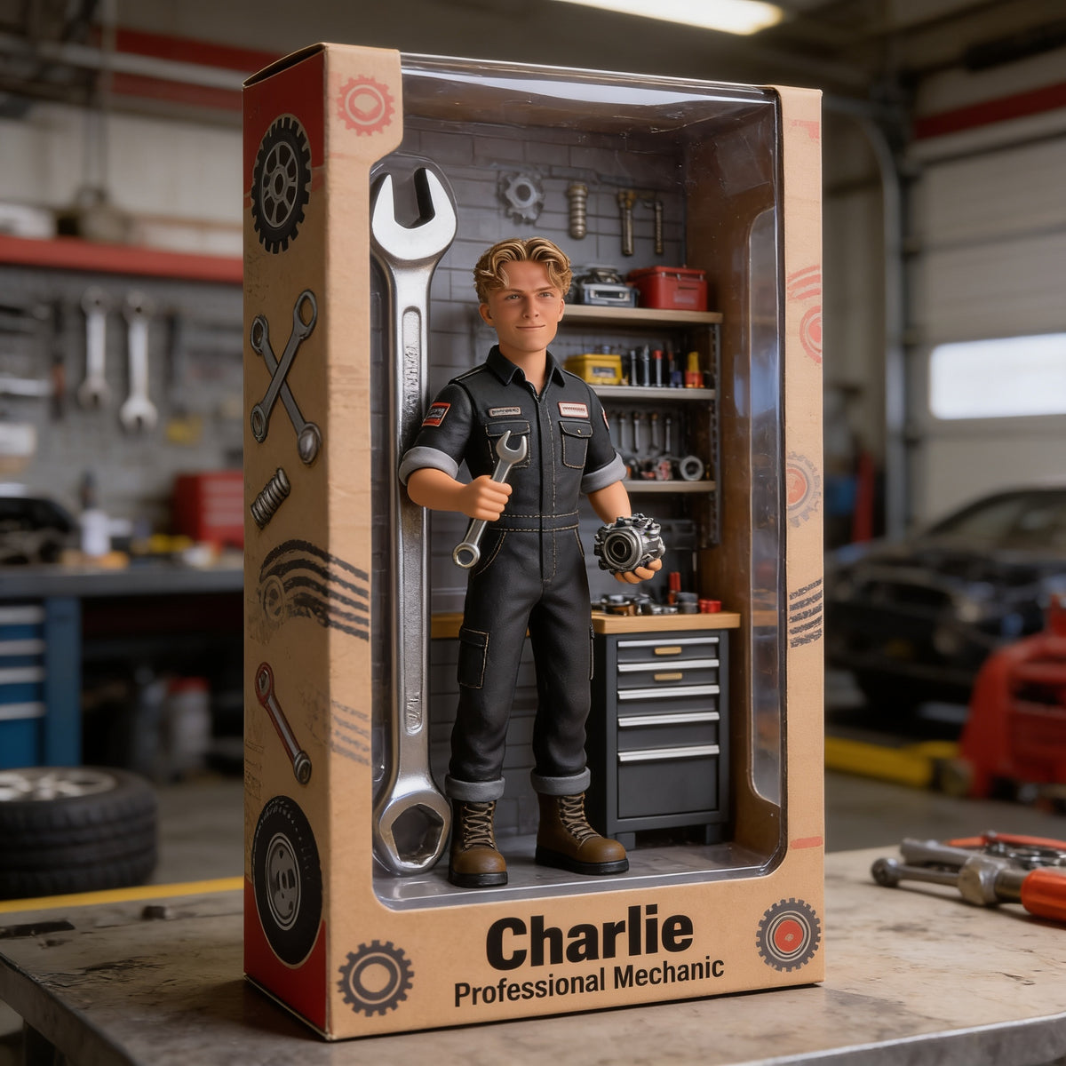 Personalized Man Mechanic Custom Shaped Acrylic Plaque Garage Decor Gift for Him