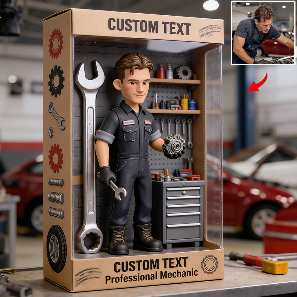 Personalized Middle-Aged Man Mechanic Custom Shaped Acrylic Plaque Garage Decor Gift