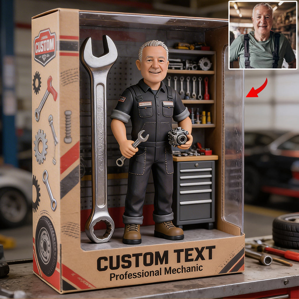 Personalized Middle-Aged Latino Man Mechanic Custom Shaped Acrylic Plaque Garage Decor