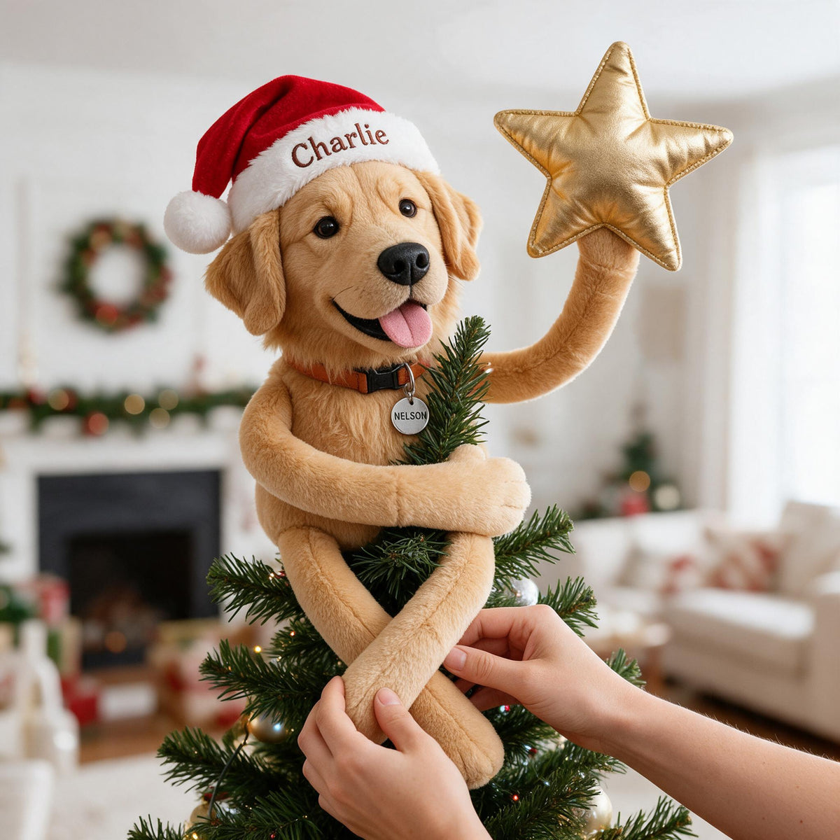 Personalized Christmas Adult Golden Retriever Posable Plush Doll Pet Gift
