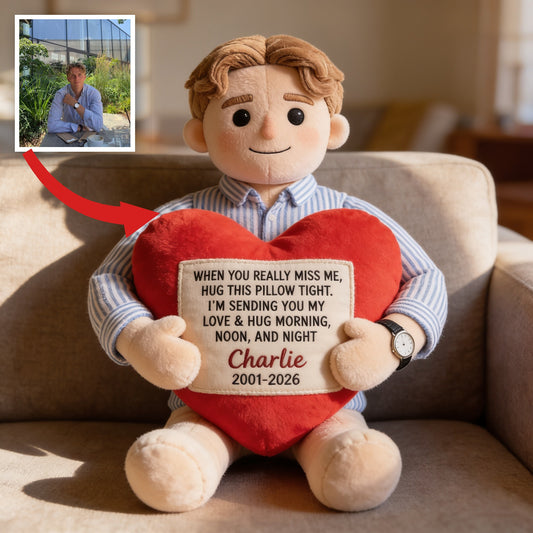 Personalized Memorial Man Faux Fur Shaped Pillow Bereavement Keepsake Gift