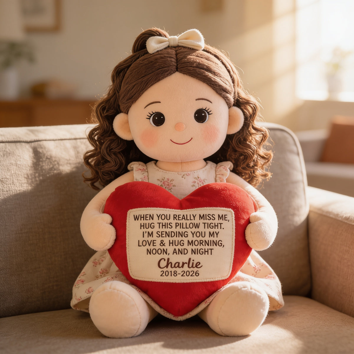Personalized Latina Little Girl Memorial Faux Fur Shaped Pillow