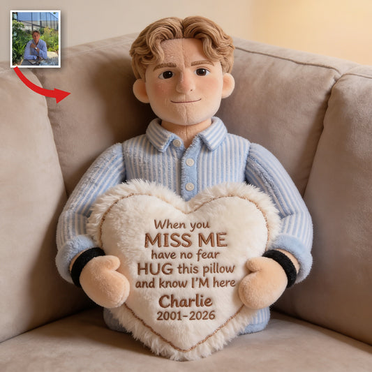 Personalized Memorial Man Shaped Faux Fur Pillow