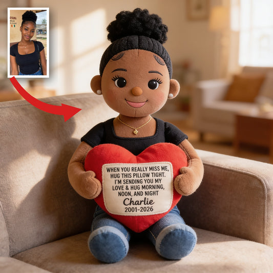 Personalized Black Woman Memorial Faux Fur Shaped Pillow Keepsake