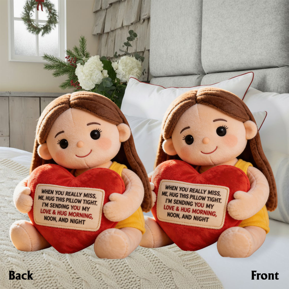 Personalized Older Woman Grandma Memorial Faux Fur Shaped Pillow