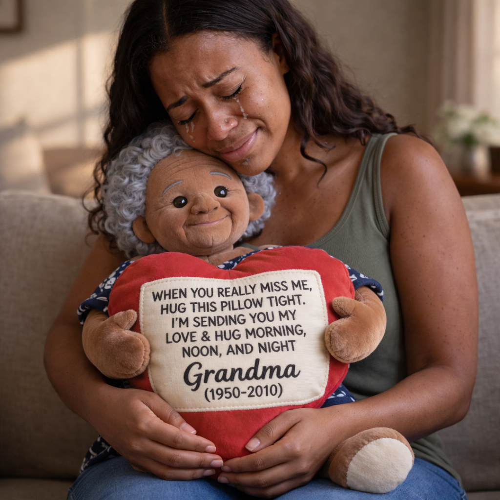 Personalized Older Woman Grandma Memorial Faux Fur Shaped Pillow