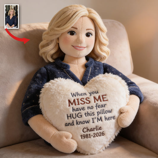 Personalized Middle-Aged Woman Memorial Faux Fur Shaped Pillow Mom Wife Remembrance Gift