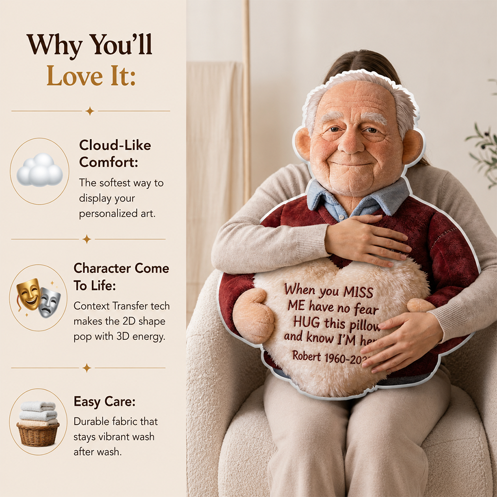 Personalized Older Man Grandpa Memorial Faux Fur Shaped Pillow