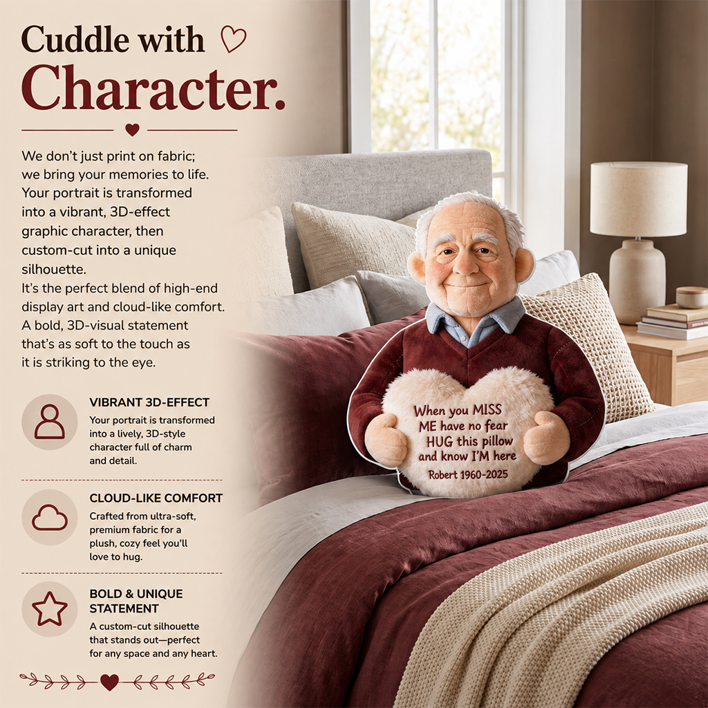 Personalized Black Man Memorial Faux Fur Shaped Pillow Remembrance Gift