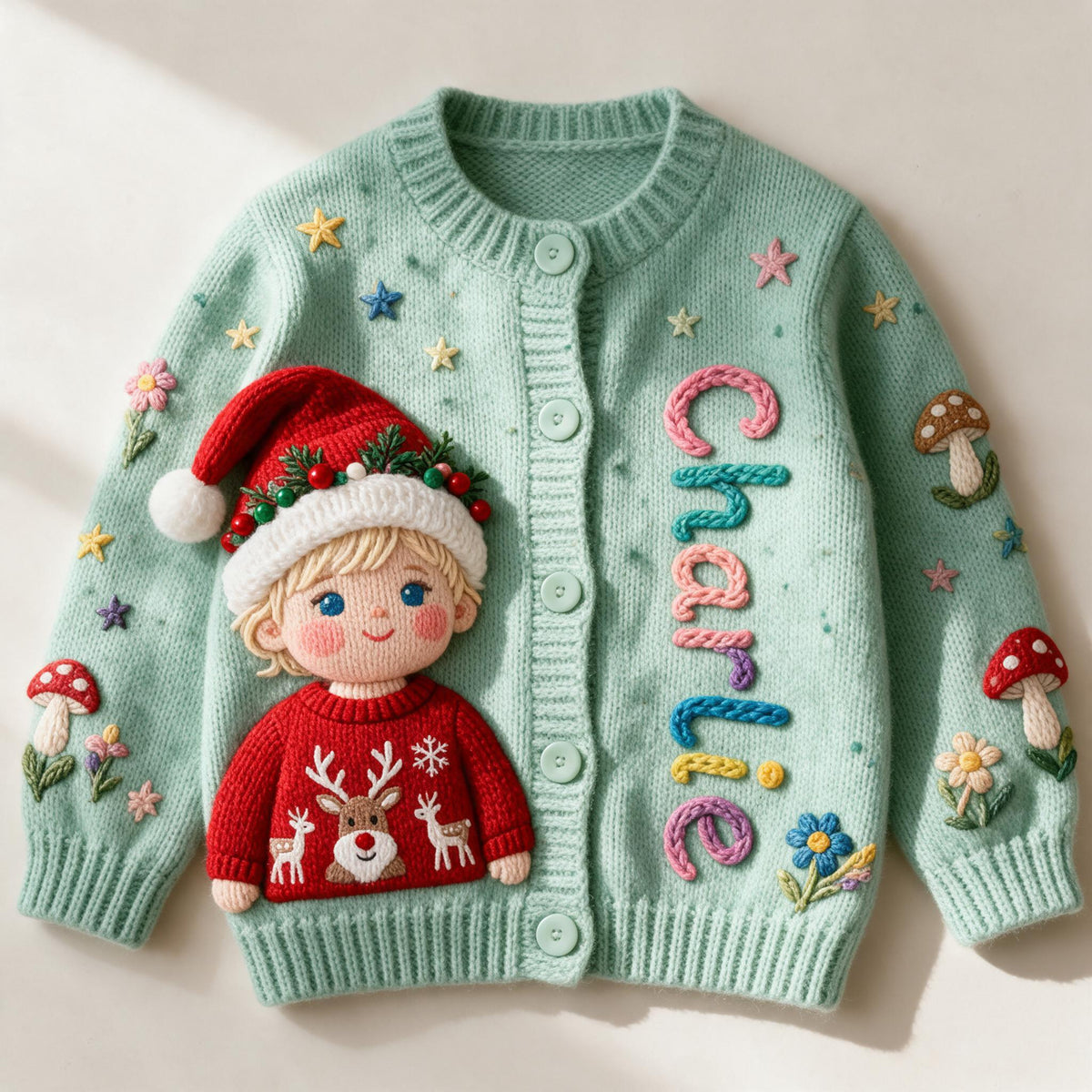 Personalized Christmas Baby Boy Kid Cardigan Sweater Custom Holiday Gift