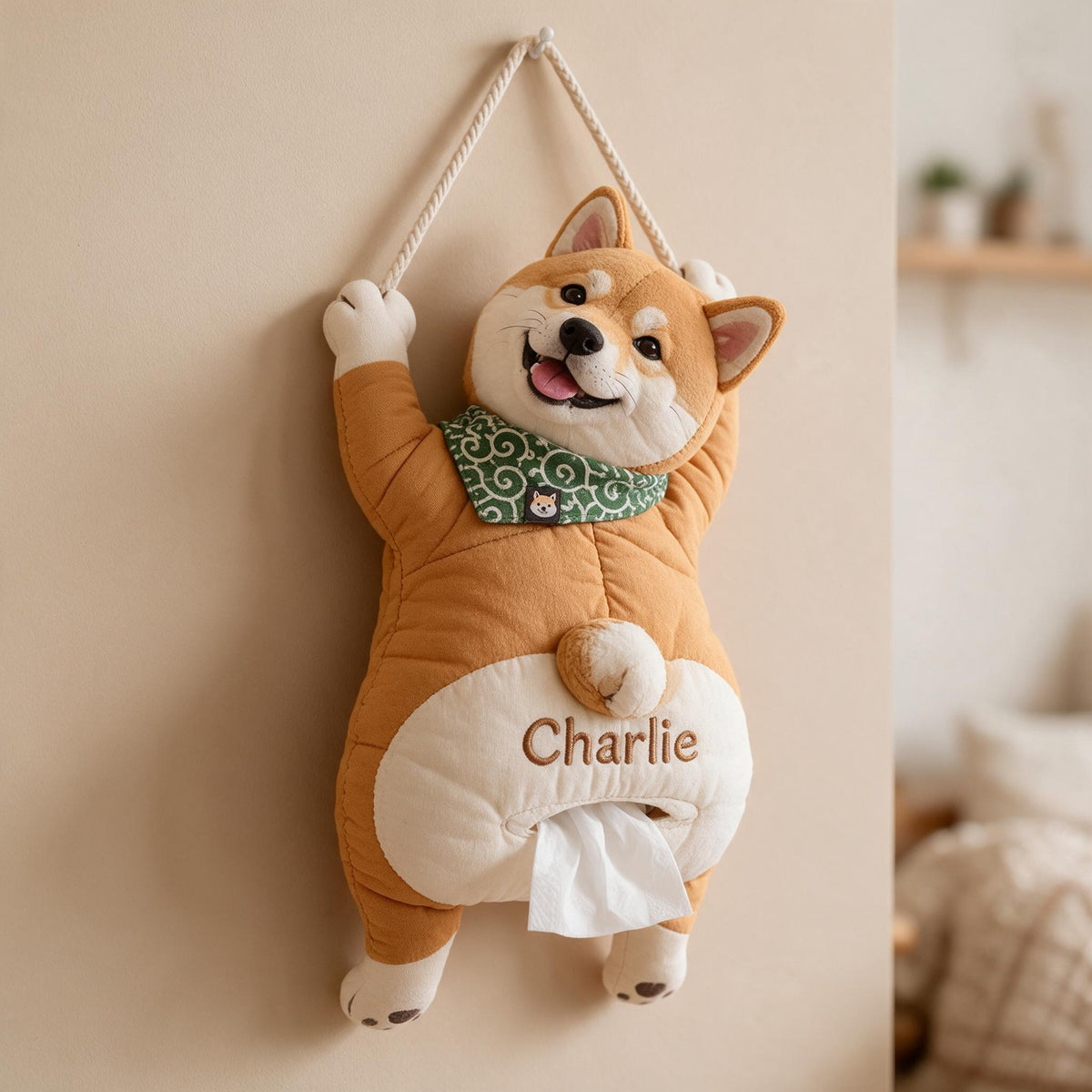 Personalized Tan and White Adult Shiba Inu Pull-Out Organizer Home Storage