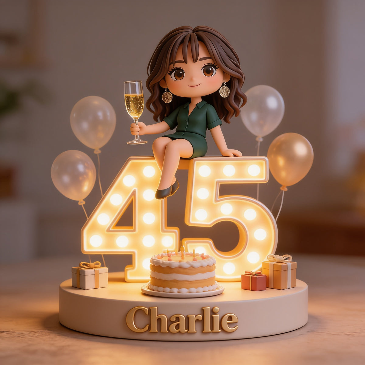 Personalized 45th Birthday Middle-Aged Latina Woman Custom Shaped Acrylic Plaque Gift