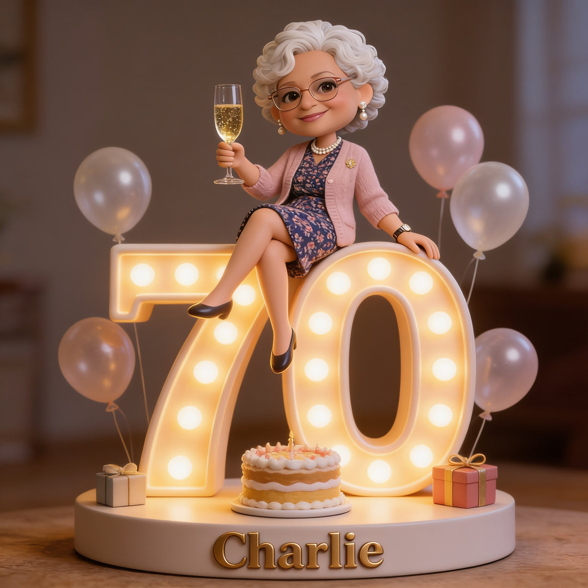 Personalized 70th Birthday Older Black Woman Custom Shaped Acrylic Plaque Keepsake Gift